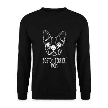 Linie Art Mom - Boston Terrier - Unisex Pullover - Schwarz - Vorne - Alina (178cm) & Michal (187cm)
