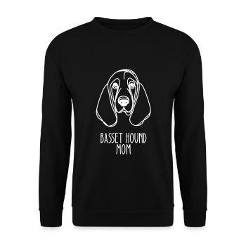 Line Art Mom - Basset Hound - Unisex Pullover - Schwarz - Vorne - Alina (178cm) & Michal (187cm)