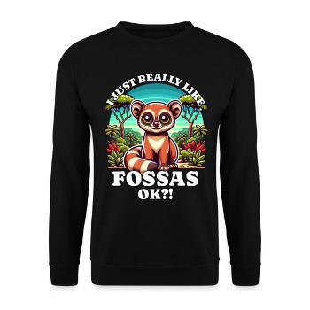 Ich mag Fossas - Unisex Pullover - Schwarz - Vorne - Alina (178cm) & Michal (187cm)