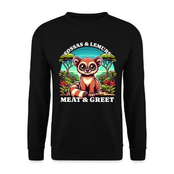 Lemuren Fossas - Unisex Pullover - Schwarz - Vorne - Alina (178cm) & Michal (187cm)
