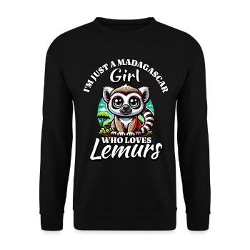 Girl Loves Lemurs - Unisex Sweatshirt - black - Front - Alina (178cm) & Michal (187cm)