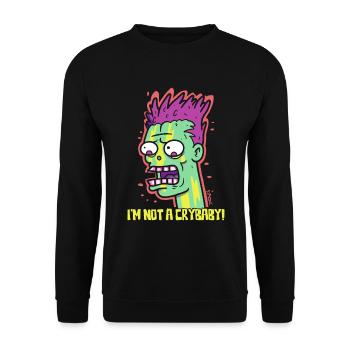 Cartoon-Zombie: Die weinerliche Mimose - Unisex Pullover - Schwarz - Vorne - Alina (178cm) & Michal (187cm)