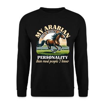 Araber Reiterin - Unisex Pullover - Schwarz - Vorne - Alina (178cm) & Michal (187cm)
