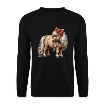 Shetland Pony Pferd - Unisex Pullover - Schwarz - Vorne - Alina (178cm) & Michal (187cm)