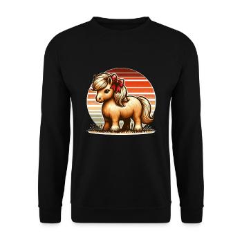 Shetland Pony Reiter - Unisex Pullover - Schwarz - Vorne - Alina (178cm) & Michal (187cm)