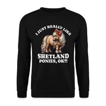 Cheval poney Shetland - Sweat-shirt Unisexe - noir - Devant - Alina (178cm) & Michal (187cm)
