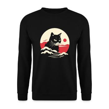 black cat under the japanese red sun - Unisex Sweatshirt - black - Front - Alina (178cm) & Michal (187cm)