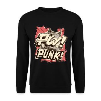 Cartoon Punk Schwein - Unisex Pullover - Schwarz - Vorne - Alina (178cm) & Michal (187cm)