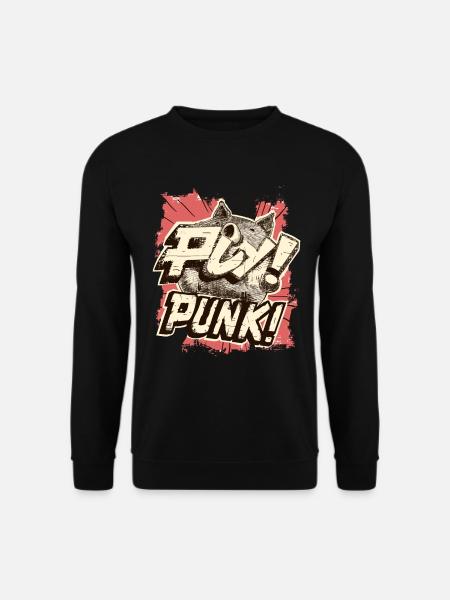 Cartoon Punk Schwein - Unisex Pullover - Schwarz