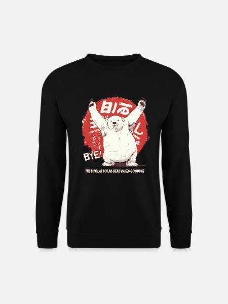 Der bipolare Polarbär Eisbär winkt zum Abschied - Unisex Pullover - Schwarz