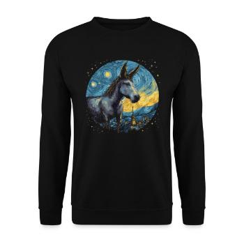 Starry Sky Donkey - Unisex Sweatshirt - black - Front - Alina (178cm) & Michal (187cm)