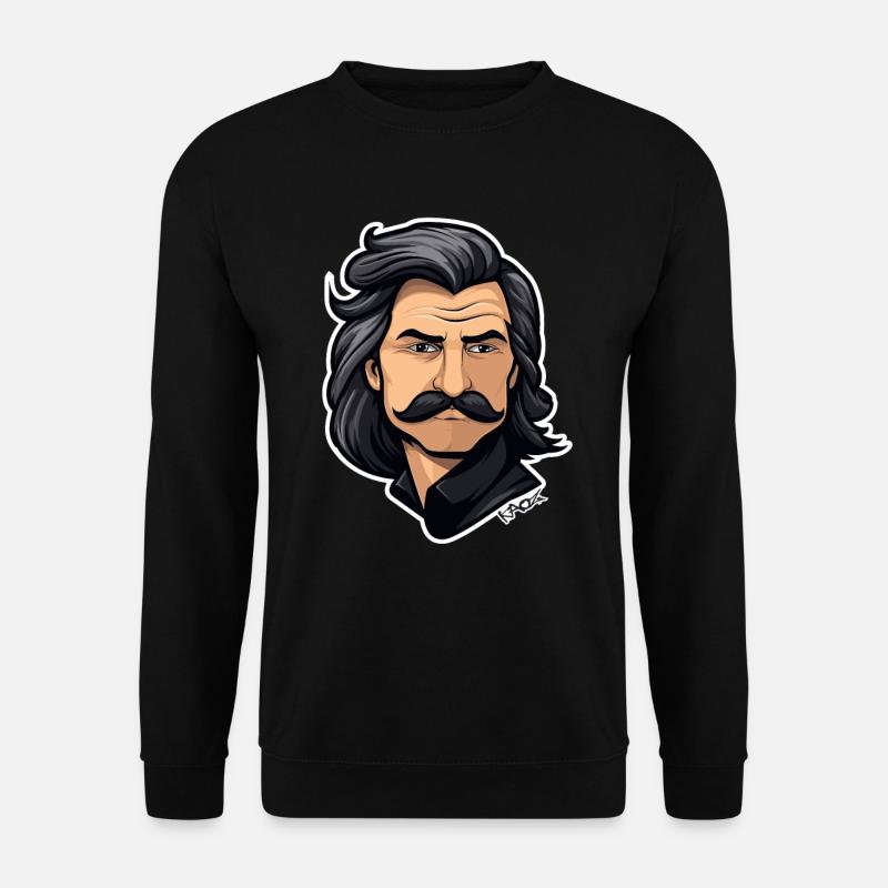 Zurück in die 80er: Attraktiver Schnurrbart Mann - Unisex Pullover - Schwarz
