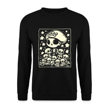 Crâne de pirate Chibi - Sweat-shirt Unisexe - noir - Devant - Alina (178cm) & Michal (187cm)