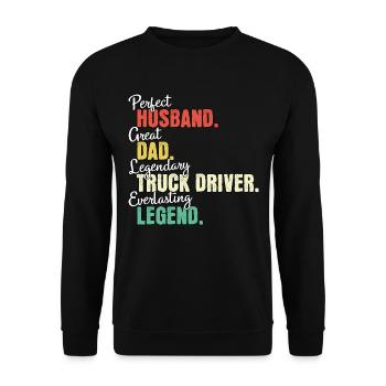 Truck Driver Dad - Unisex Sweatshirt - black - Front - Alina (178cm) & Michal (187cm)