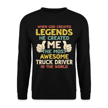 LKW Fahrer - Unisex Pullover - Schwarz - Vorne - Alina (178cm) & Michal (187cm)