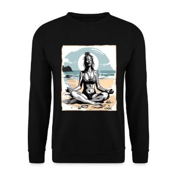 Yoga méditation sur la plage - Sweat-shirt Unisexe - noir - Devant - Alina (178cm) & Michal (187cm)