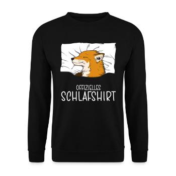Offizielles Schlafshirt Fuchs Schlafanzug - Unisex Pullover - Schwarz - Vorne - Alina (178cm) & Michal (187cm)