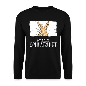 Offizielles Schlafshirt Hase Schlafanzug - Unisex Pullover - Schwarz - Vorne - Alina (178cm) & Michal (187cm)