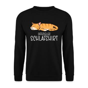 Official Sleep Shirt Cat Pajamas - Unisex Sweatshirt - black - Front - Alina (178cm) & Michal (187cm)