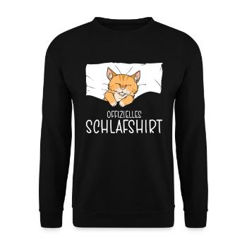 Official Sleep Shirt Cat Pajamas - Unisex Sweatshirt - black - Front - Alina (178cm) & Michal (187cm)