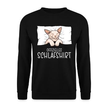 Official Sleep Shirt Sphynx Cat Pajamas - Unisex Sweatshirt - black - Front - Alina (178cm) & Michal (187cm)