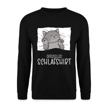 Official Sleep Shirt Cat Pajamas - Unisex Sweatshirt - black - Front - Alina (178cm) & Michal (187cm)