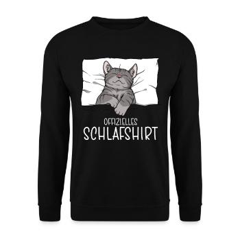 Official Sleep Shirt Cat Pajamas - Unisex Sweatshirt - black - Front - Alina (178cm) & Michal (187cm)