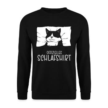 Official Sleep Shirt Cat Pajamas - Unisex Sweatshirt - black - Front - Alina (178cm) & Michal (187cm)