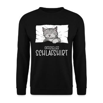 Official Sleep Shirt Cat Pajamas - Unisex Sweatshirt - black - Front - Alina (178cm) & Michal (187cm)