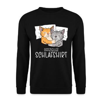 Official Sleep Shirt Cat Pajamas - Unisex Sweatshirt - black - Front - Alina (178cm) & Michal (187cm)