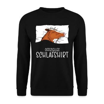 Official Sleep Shirt Cow Pajamas - Unisex Sweatshirt - black - Front - Alina (178cm) & Michal (187cm)