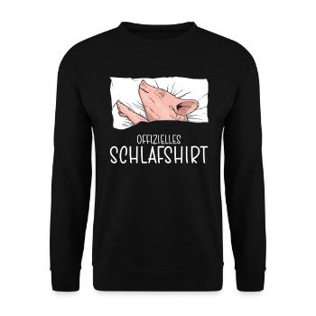Offizielles Schlafshirt Schwein Schlafanzug - Unisex Pullover - Schwarz - Vorne - Alina (178cm) & Michal (187cm)