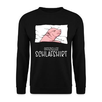 Offizielles Schlafshirt Schwein Schlafanzug - Unisex Pullover - Schwarz - Vorne - Alina (178cm) & Michal (187cm)
