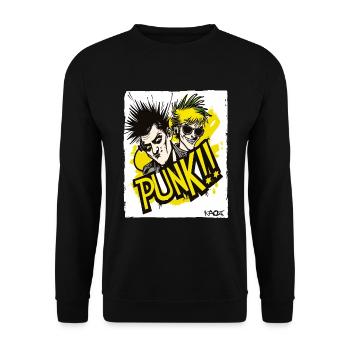 Cool cartoon about punk music, you punk! - Unisex Sweatshirt - black - Front - Alina (178cm) & Michal (187cm)
