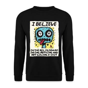 Religiöser Gläubiger im Nichtstun - Unisex Pullover - Schwarz - Vorne - Alina (178cm) & Michal (187cm)