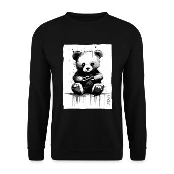Chain Breaker: Small Cuddly Fabric Bear - Unisex Sweatshirt - black - Front - Alina (178cm) & Michal (187cm)