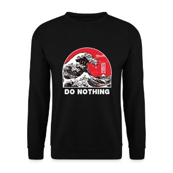 Kanagawa says: Don't do anything - Unisex Sweatshirt - black - Front - Alina (178cm) & Michal (187cm)