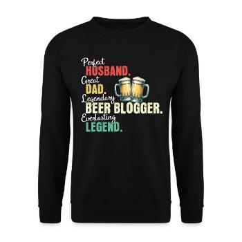 Bier Blogger Papa - Unisex Pullover - Schwarz - Vorne - Alina (178cm) & Michal (187cm)