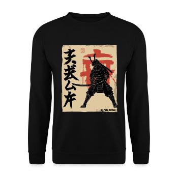 Japon Samouraï rétro vintage japonais - Sweat-shirt Unisexe - noir - Devant - Alina (178cm) & Michal (187cm)