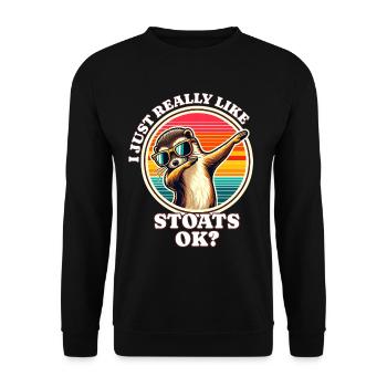 Ich Liebe Hermelin Spruch - Unisex Pullover - Schwarz - Vorne - Alina (178cm) & Michal (187cm)