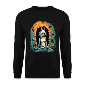 Devil Dungeon Girl - Unisex Sweatshirt - black - Front - Alina (178cm) & Michal (187cm)