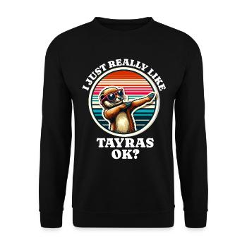Ich Liebe Marder Spruch - Unisex Pullover - Schwarz - Vorne - Alina (178cm) & Michal (187cm)