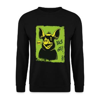 Funny Pig: Go away, get away - Unisex Sweatshirt - black - Front - Alina (178cm) & Michal (187cm)