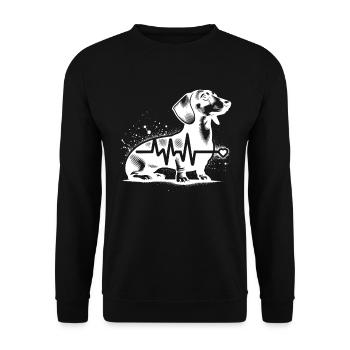 Dackel Cardio - Unisex Pullover - Schwarz - Vorne - Alina (178cm) & Michal (187cm)