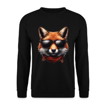 Fuchs Mit Sonnenbrille, Digitale Kunst, Wildtier - Unisex Pullover - Schwarz - Vorne - Alina (178cm) & Michal (187cm)