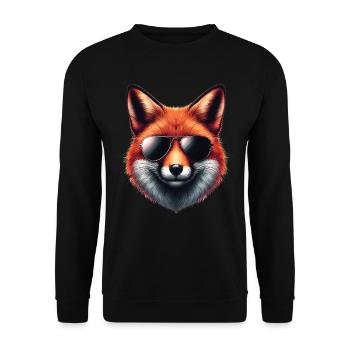 Fuchs Mit Sonnenbrille, Digitale Kunst, Wildtier - Unisex Pullover - Schwarz - Vorne - Alina (178cm) & Michal (187cm)