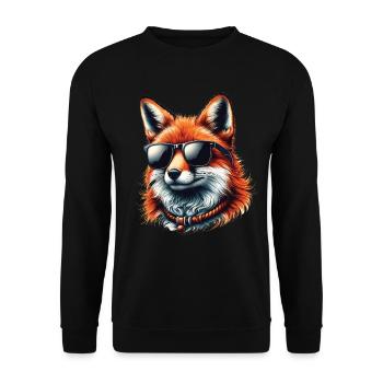 Fuchs Mit Sonnenbrille, Digitale Kunst, Wildtier - Unisex Pullover - Schwarz - Vorne - Alina (178cm) & Michal (187cm)