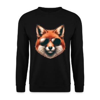 Fuchs Mit Sonnenbrille, Digitale Kunst, Wildtier - Unisex Pullover - Schwarz - Vorne - Alina (178cm) & Michal (187cm)