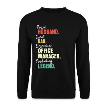 Büro Manager Papa - Unisex Pullover - Schwarz - Vorne - Alina (178cm) & Michal (187cm)