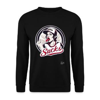 Baseball mascot girl: Training is annoying - Unisex Sweatshirt - black - Front - Alina (178cm) & Michal (187cm)
